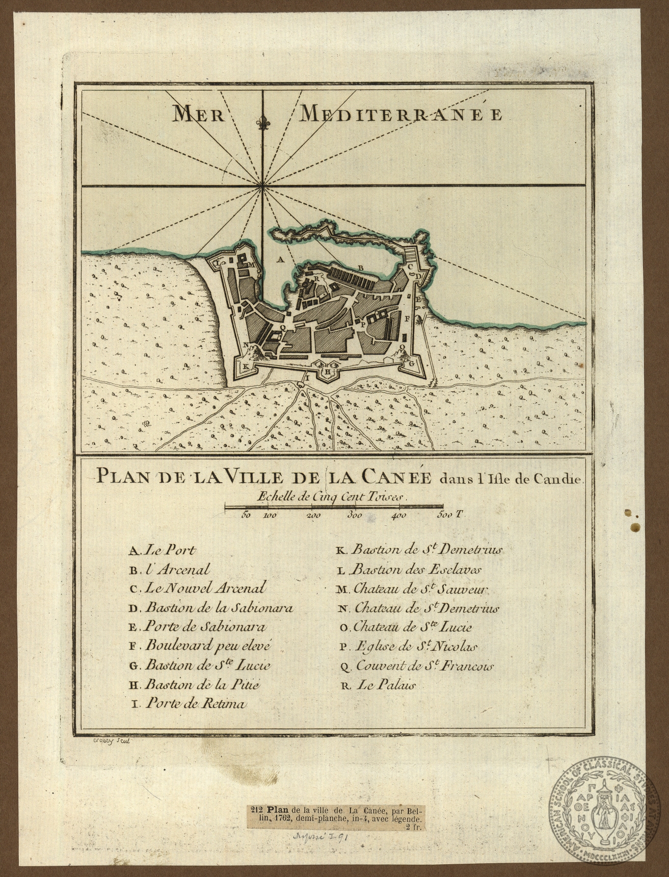 Plan de la Ville de la Canee dans l' Isle de Candie.